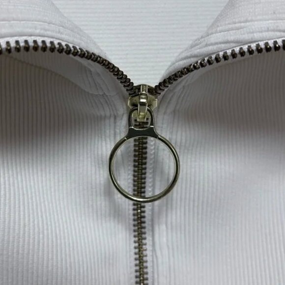 Varley Vine Half Zip Pullover Ottoman Rib Knit Oversized Spread Collar Ivory - Picture 5 of 14